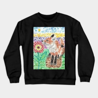 Fox  flower art Crewneck Sweatshirt